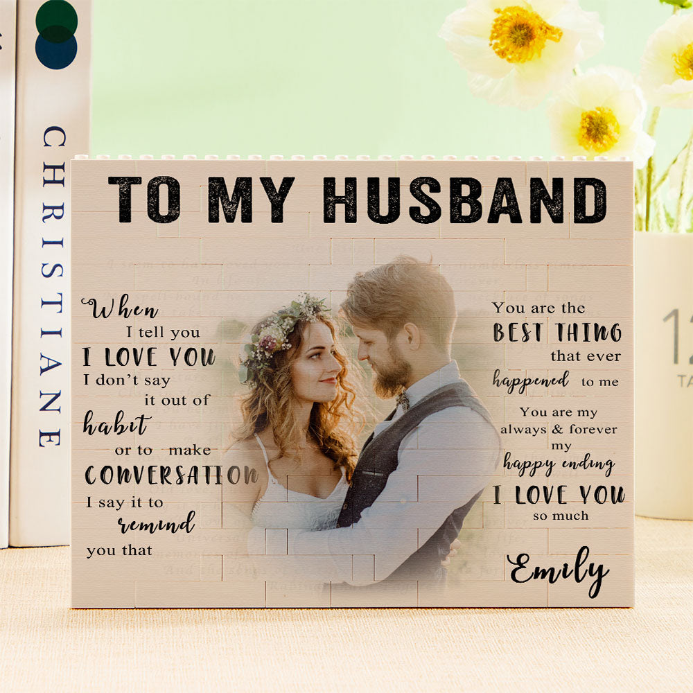 Custom Photo Horizontal Building Block Brick To My Husband