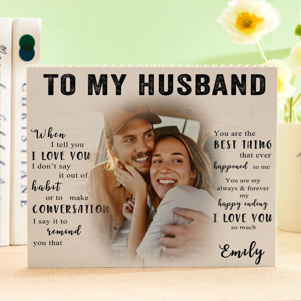 Custom Photo Horizontal Building Block Brick To My Husband