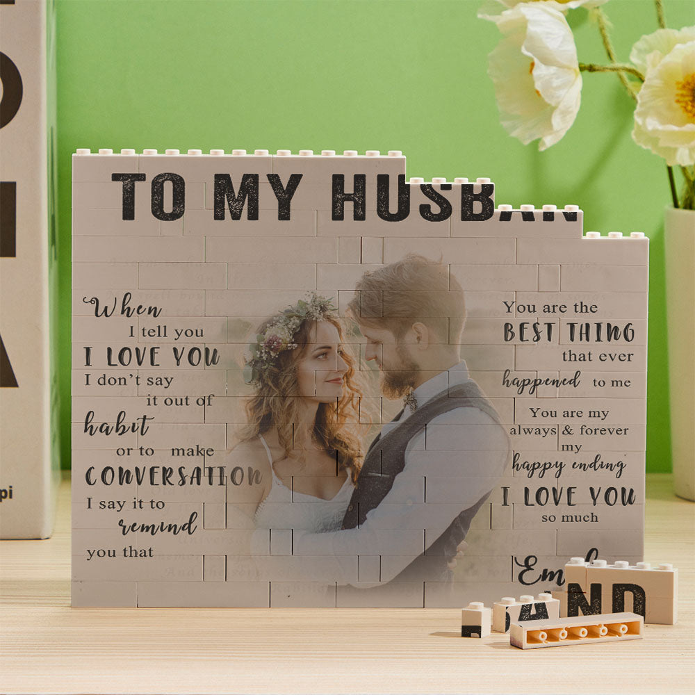 Custom Photo Horizontal Building Block Brick To My Husband