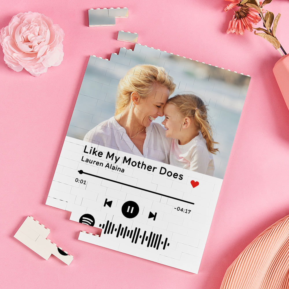 Personalised Photo Building Block Custom Spotify Code Gifts for Him