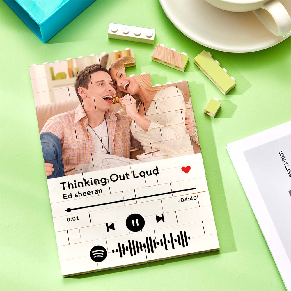 Personalised Photo Building Block Custom Spotify Code Gifts for Him