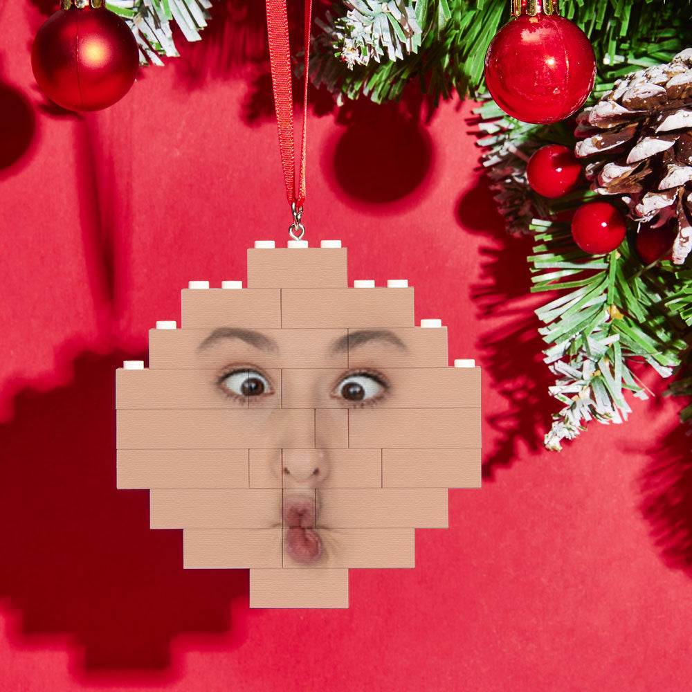 Custom Face Block Puzzle Christmas Ornament Personalised Building Brick