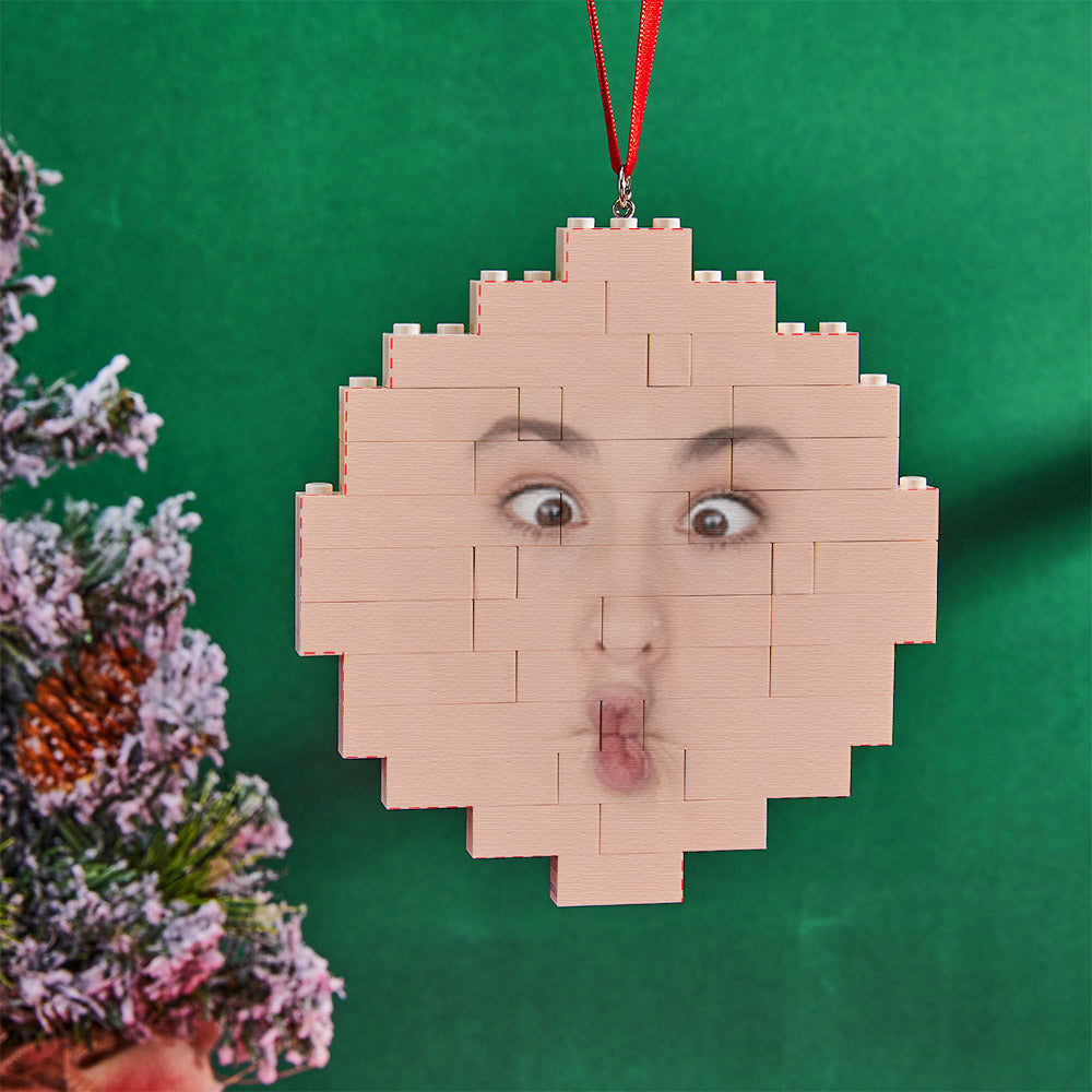 Custom Face Block Puzzle Christmas Ornament Personalised Building Brick