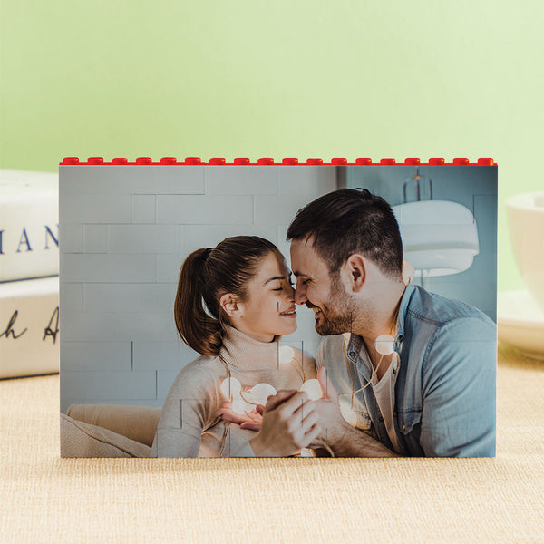 Personalised Photo Block Horizontal Red Building Bricks Christmas Gifts