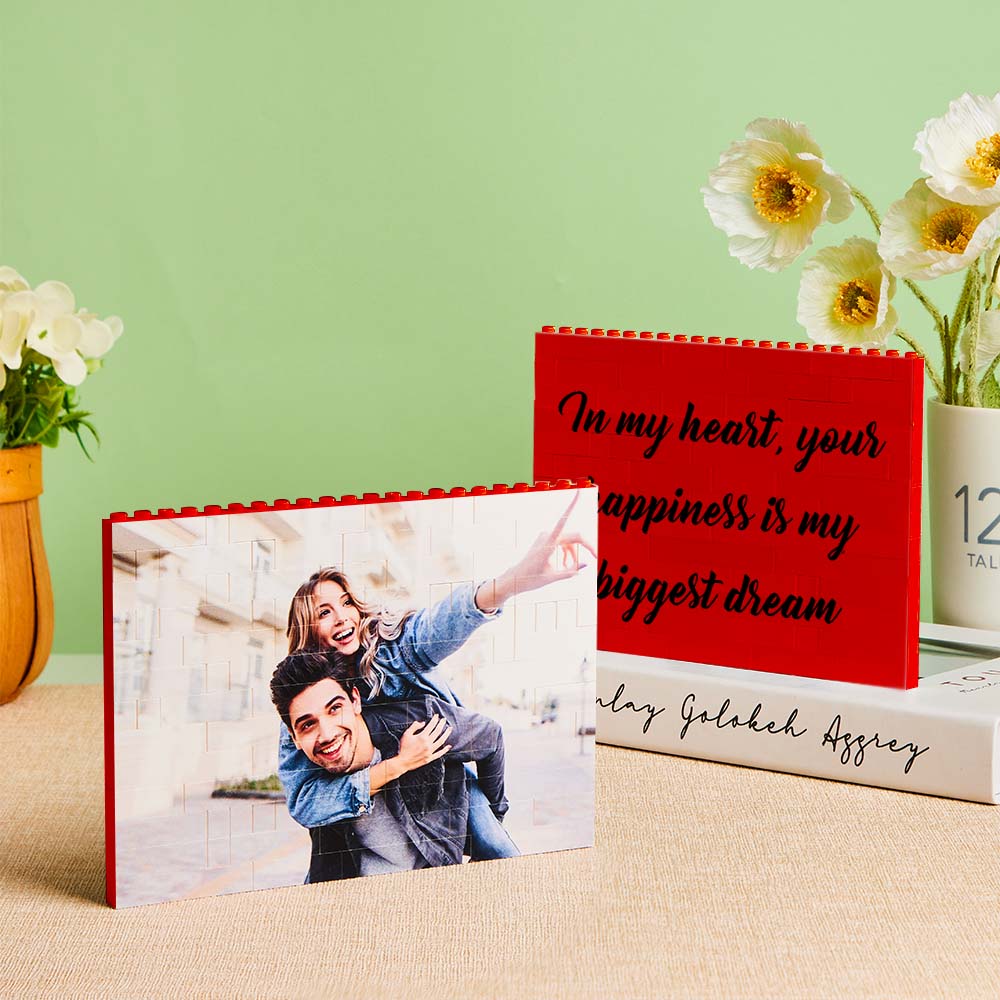 Personalised Photo Block Horizontal Red Building Bricks Christmas Gifts