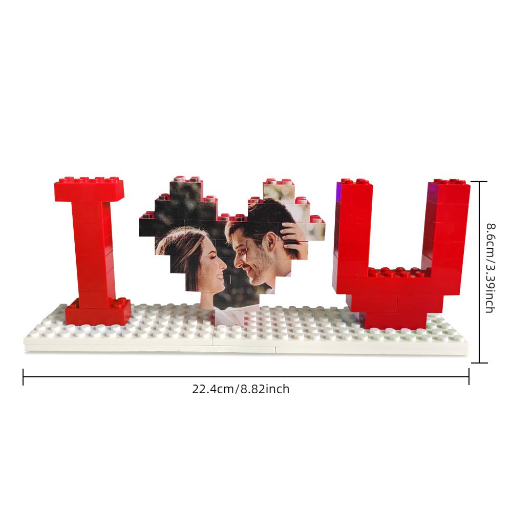 Custom Building Brick Photo Block Personalised I Love You Brick Puzzles Gifts for Lovers