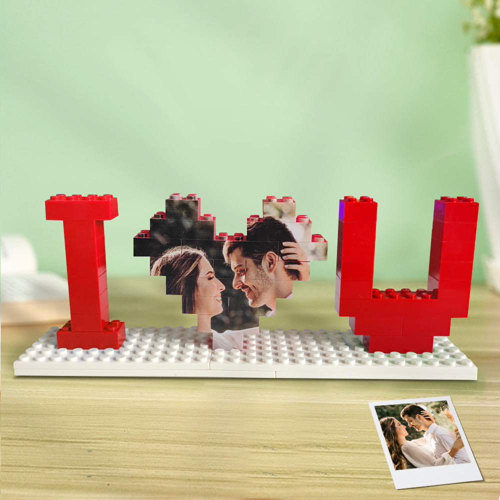 Custom Building Brick Photo Block Personalised I Love You Brick Puzzles Gifts for Lovers