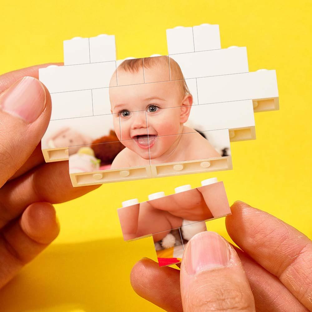 Custom Building Brick Puzzle Engraving Personalised Heart Shaped Photo Block Gift For Children's Day