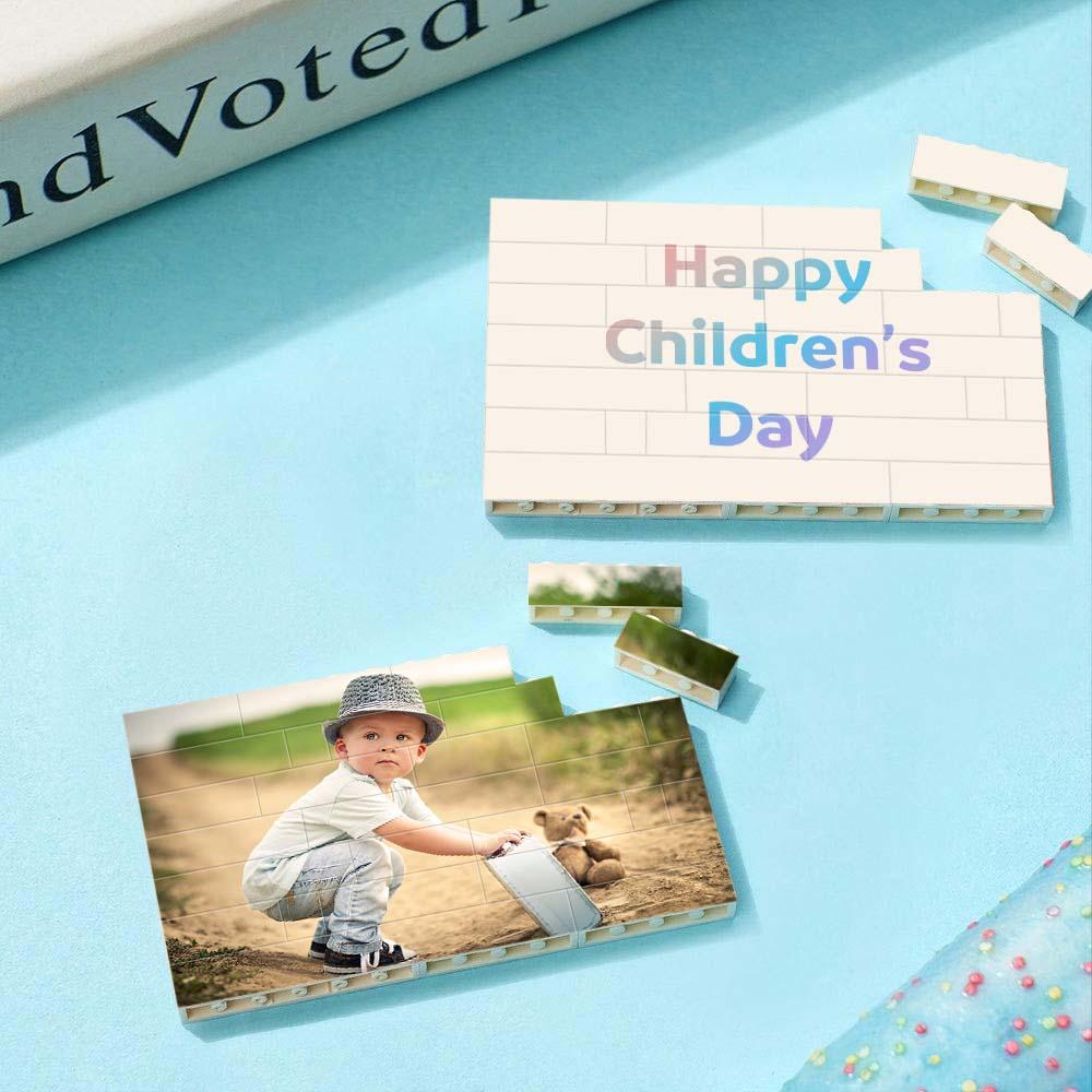 Custom Photo Building Blocks Puzzle Engraving Personalised Building Brick Square Shape For Children's Day