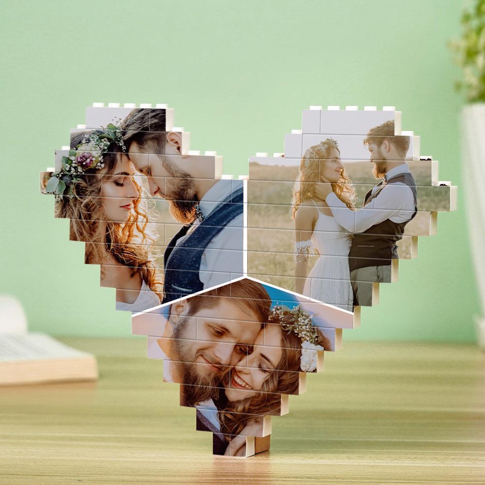 Gifts For Lover Custom Multiphoto Building Brick Personalised Photo Block Heart Shaped