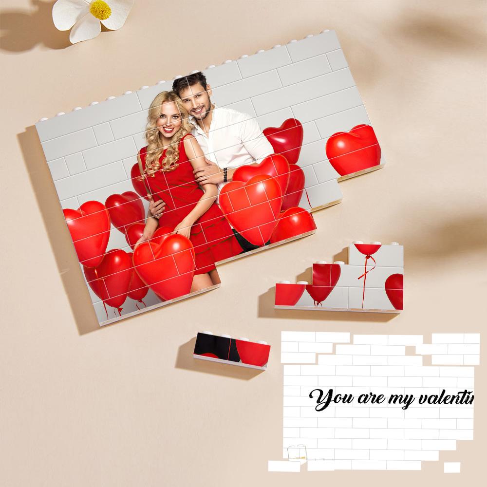 Personalised Building Brick Custom Photo & Text Block Square Shape Gift for Couples