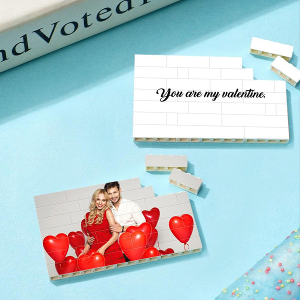 Personalised Building Brick Custom Photo & Text Block Square Shape Gift for Couples