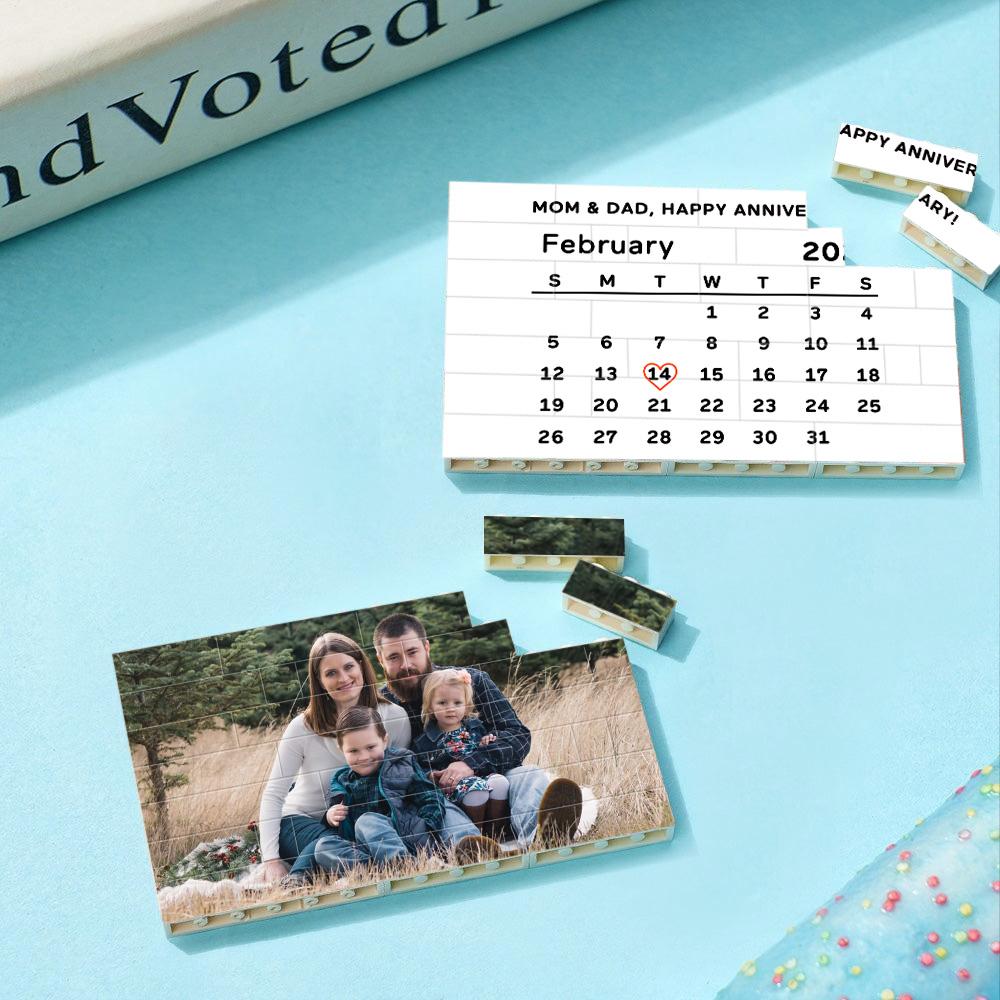 Personalised Building Brick Custom Photo & Date Block Gift for Family