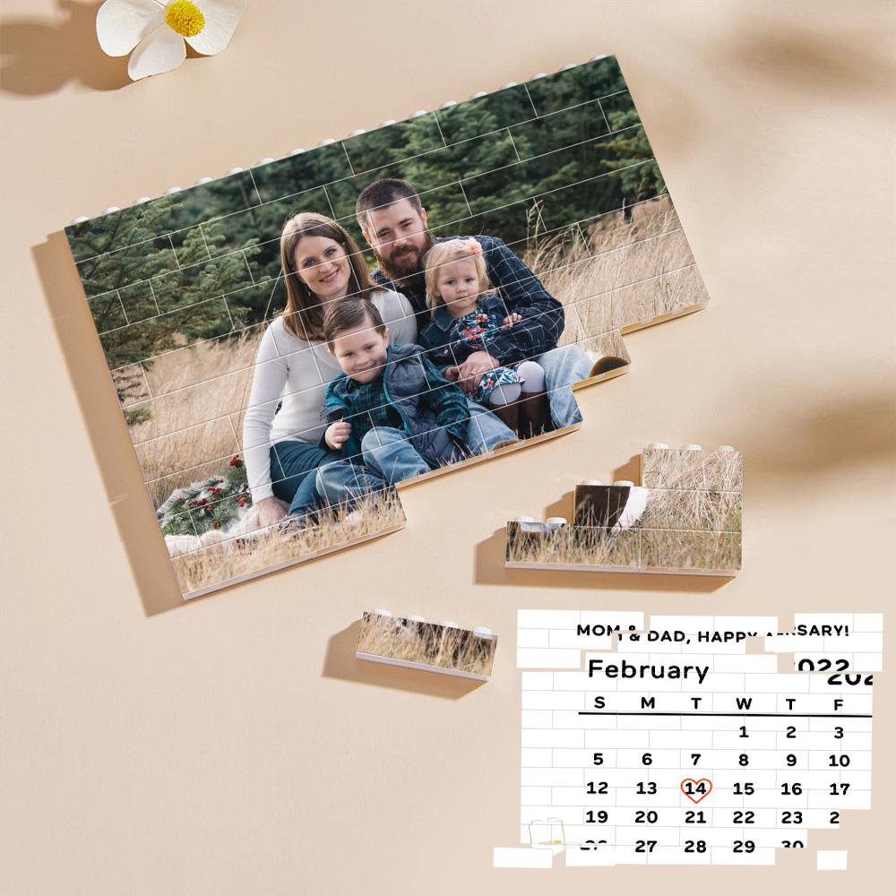 Personalised Building Brick Custom Photo & Date Block Gift for Family