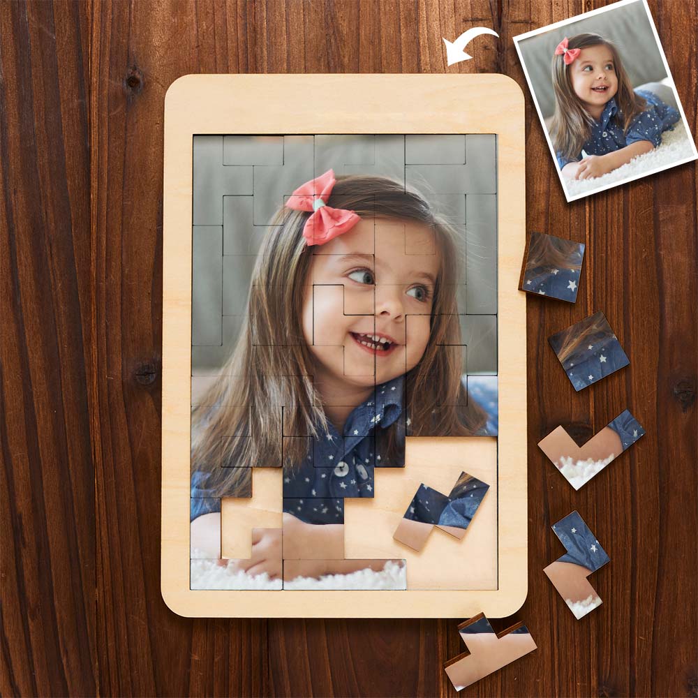 Custom Photo Puzzle Personalised Wooden Frame Gifts for Kids