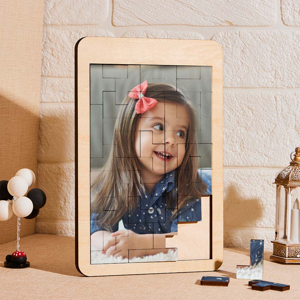 Custom Photo Puzzle Personalised Wooden Frame Gifts for Kids