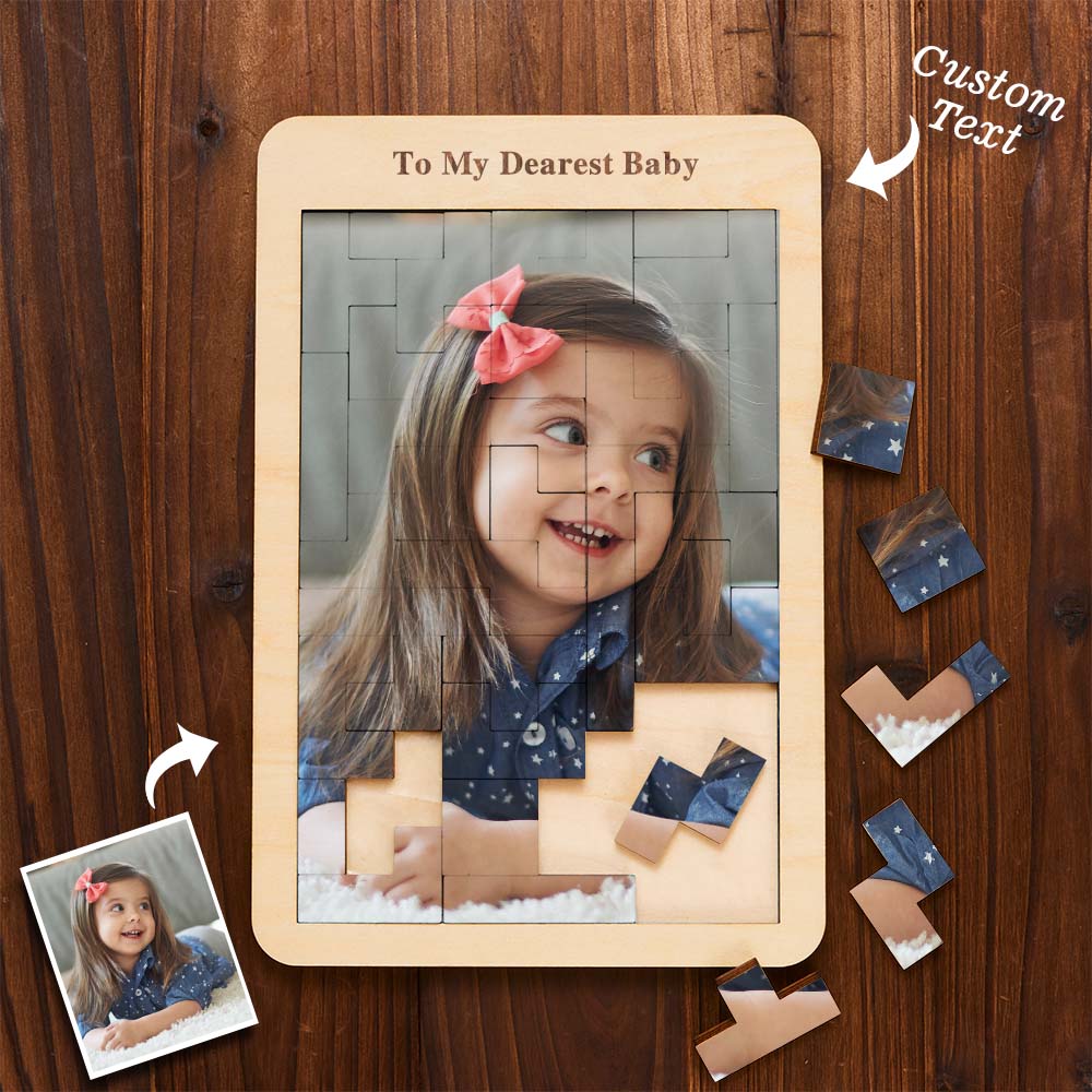 Custom Photo Puzzle Personalised Wooden Frame Gifts for Kids