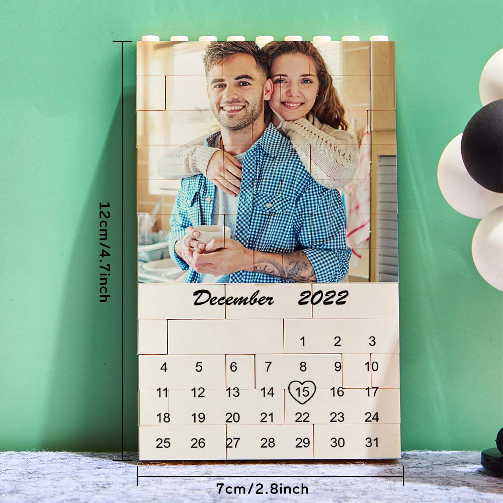 Personalised Photo Building Block Custom Calendar Important Date Gifts for Him