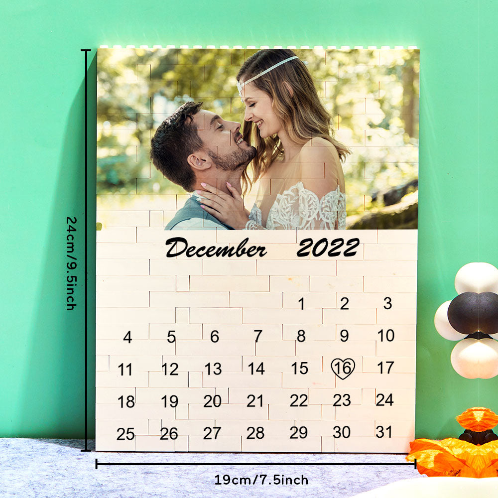 Personalised Photo Building Block Custom Calendar Important Date Gifts for Him