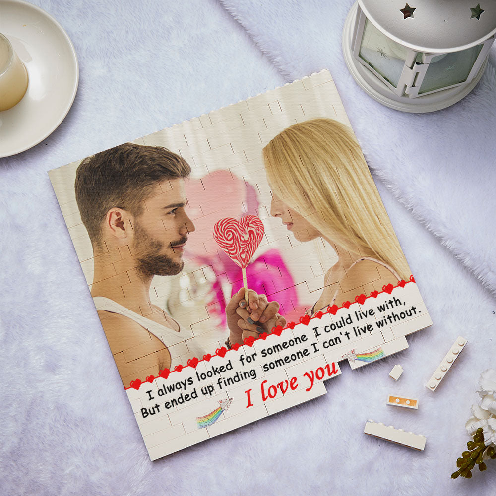 Gifts for Her Personalised Building Brick Square Photo Block I Love You