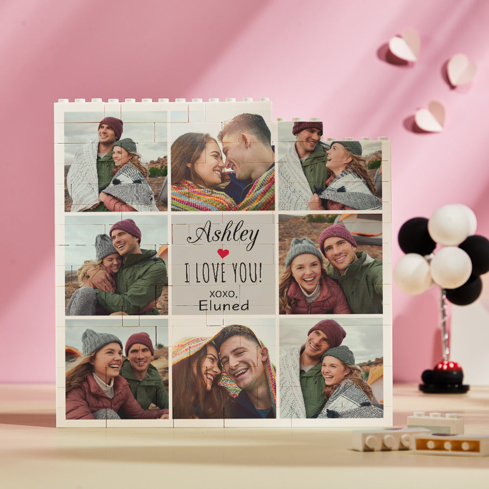 Custom Building Block Puzzle Square Photo Brick I Love You XOXO