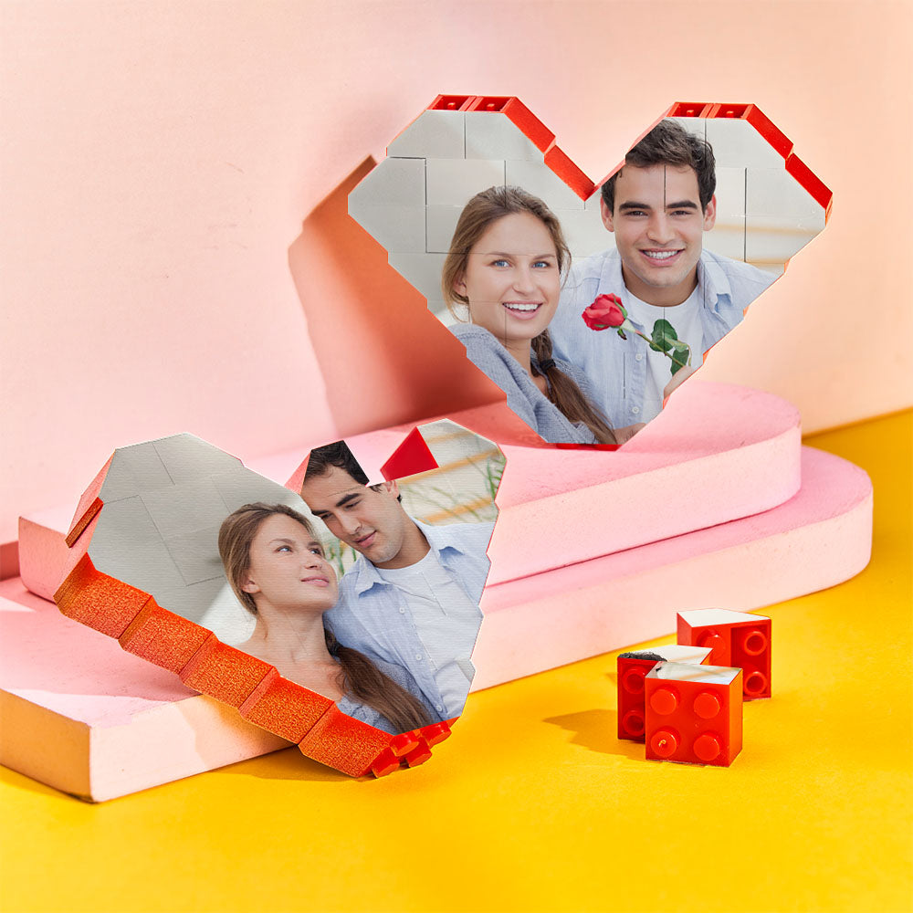 Personalised Building Brick Heart Valentine's Day Gifts Custom Photo Block Toy Home Decor For Lover