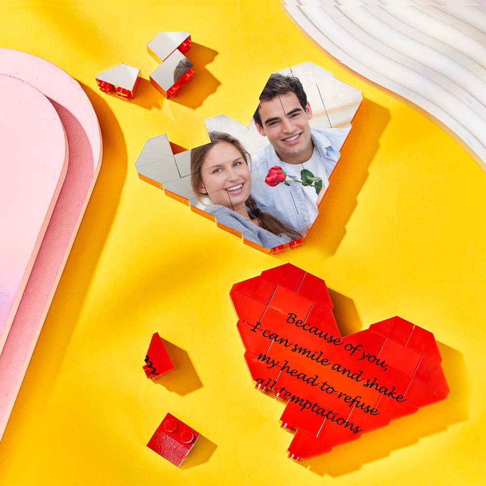 Personalised Building Brick Heart Valentine's Day Gifts Custom Photo Block Toy Home Decor For Lover