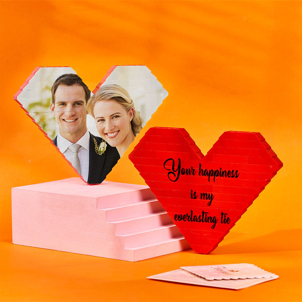 Personalised Building Brick Heart Valentine's Day Gifts Custom Photo Block Toy Home Decor For Lover