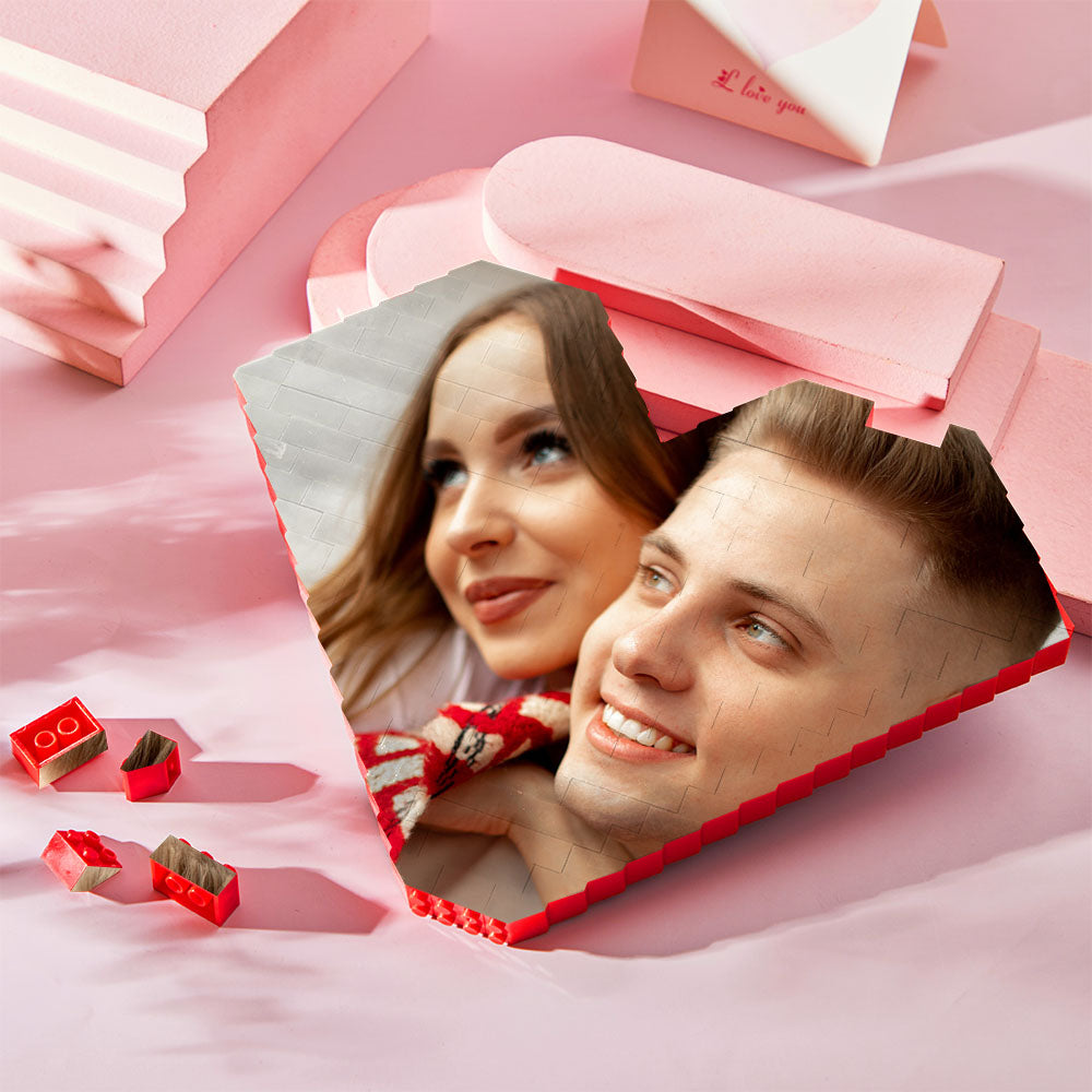 Personalised Building Brick Heart Valentine's Day Gifts Custom Photo Block Toy Home Decor For Lover