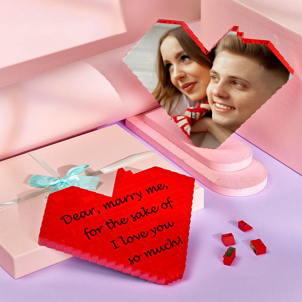 Personalised Building Brick Heart Valentine's Day Gifts Custom Photo Block Toy Home Decor For Lover