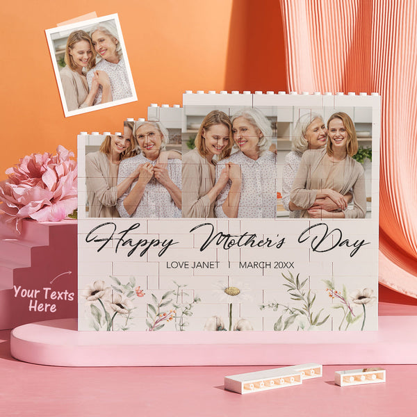 Personalised Horizontal Building Brick Custom Photo Block Happy Mother's Day