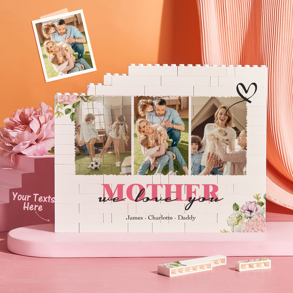 Personalised Horizontal Building Brick Custom Photo Block Mother We Love You