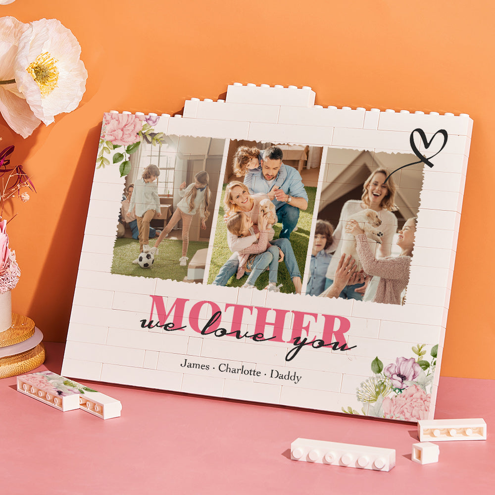 Personalised Horizontal Building Brick Custom Photo Block Mother We Love You