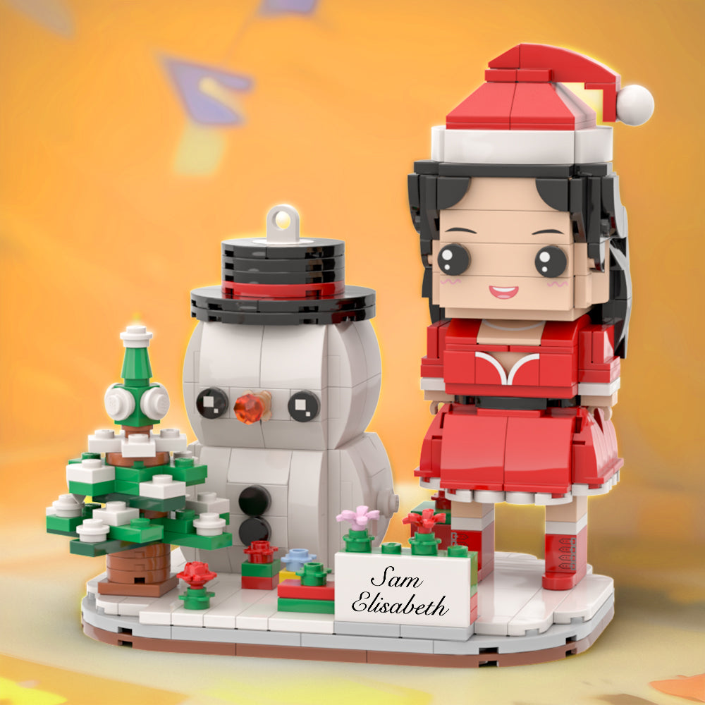 Funny Christmas Gfits Personalized Brick Figures with Christmas Base and Soowman