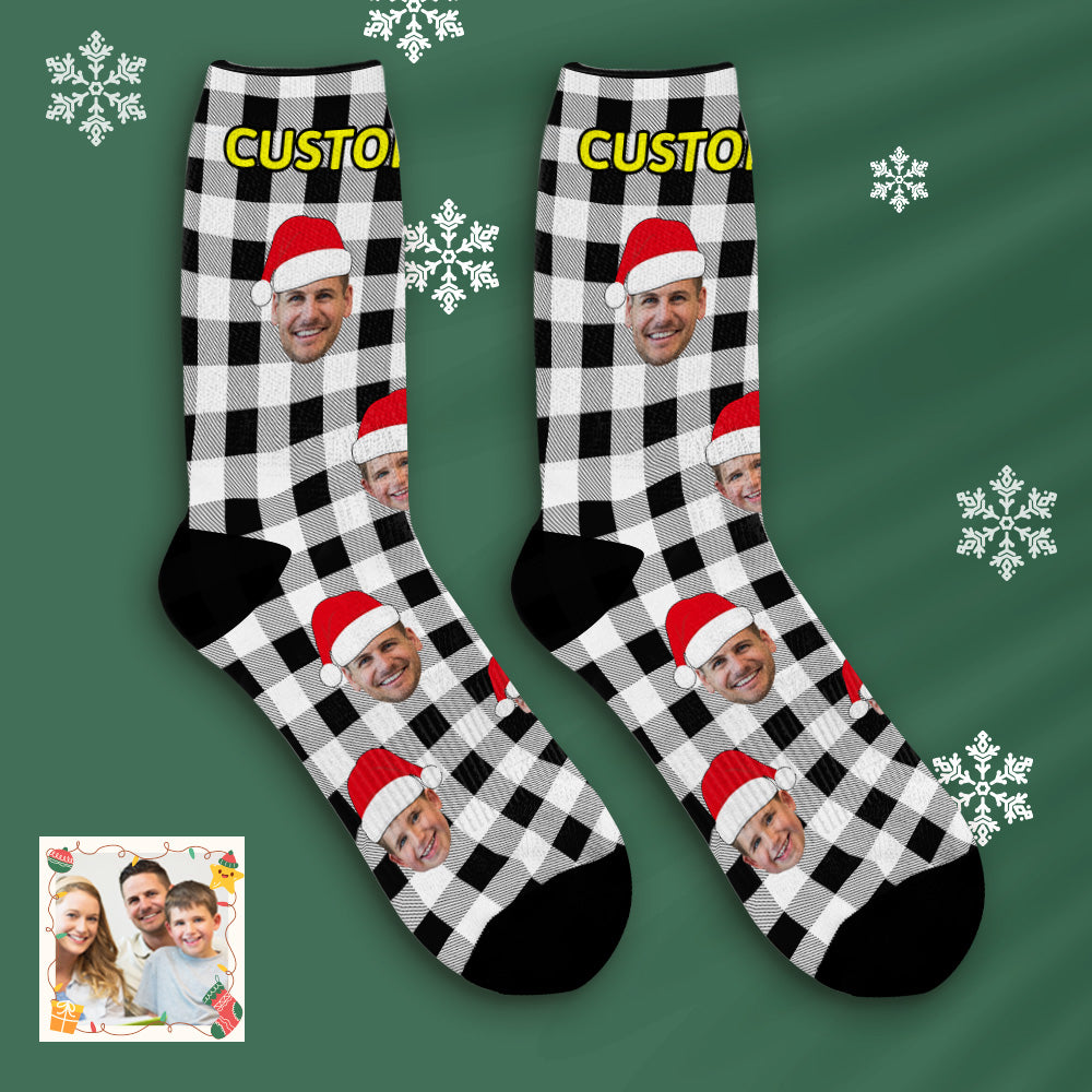 Custom Buffalo Plaid Socks Personalized Face Christmas Gifts