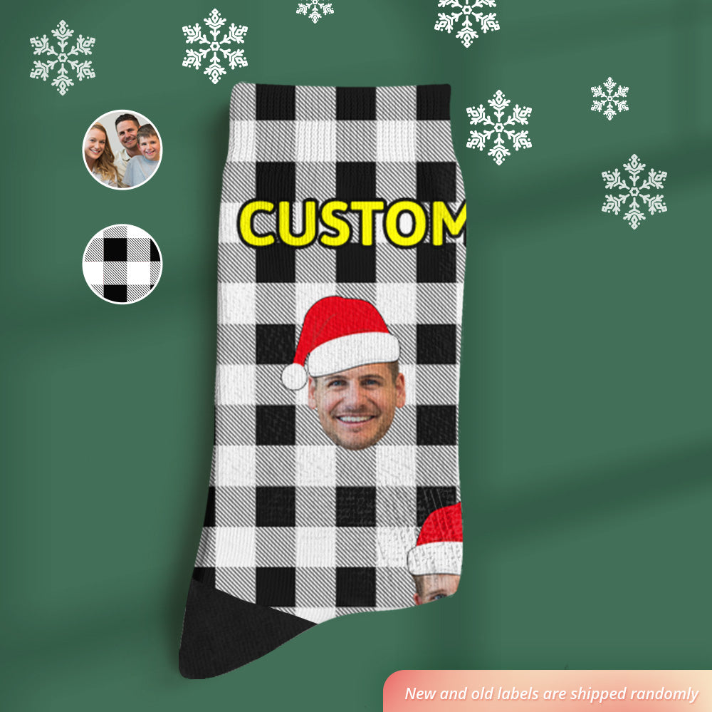 Custom Buffalo Plaid Socks Personalized Face Christmas Gifts