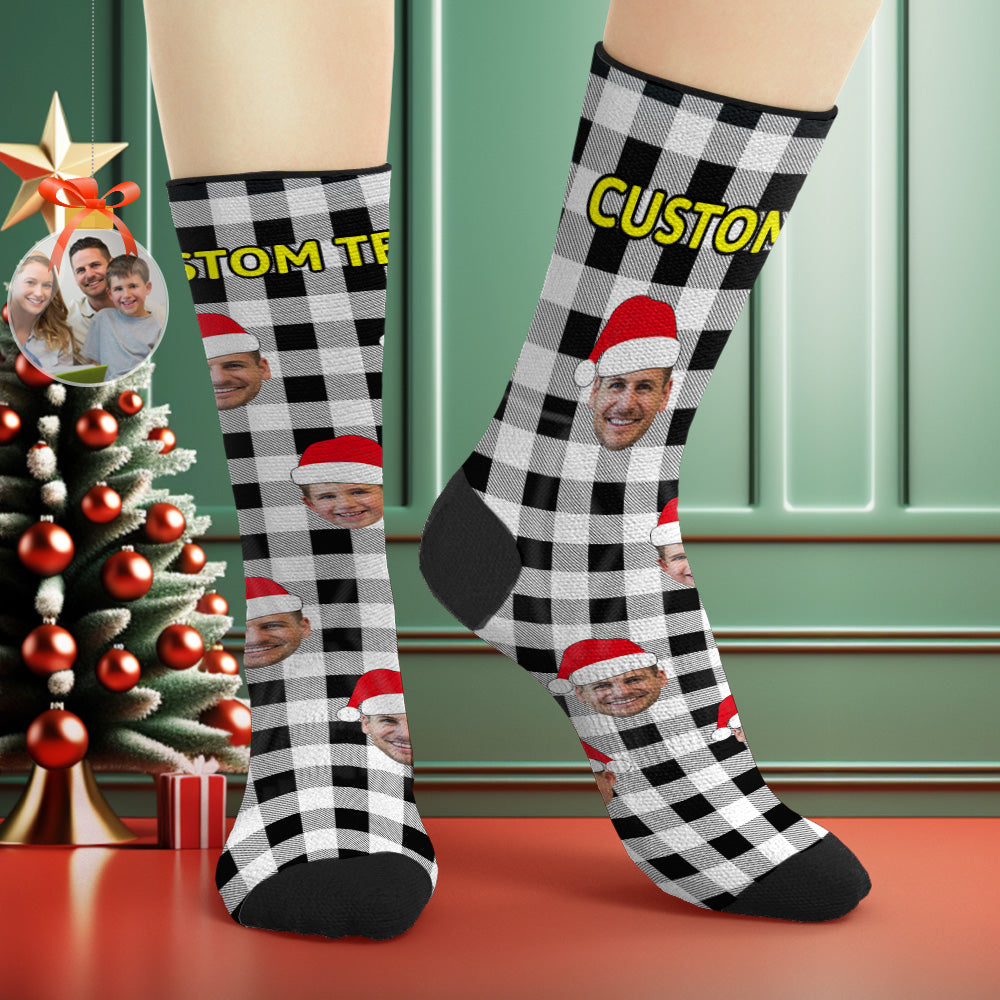 Custom Buffalo Plaid Socks Personalized Face Christmas Gifts