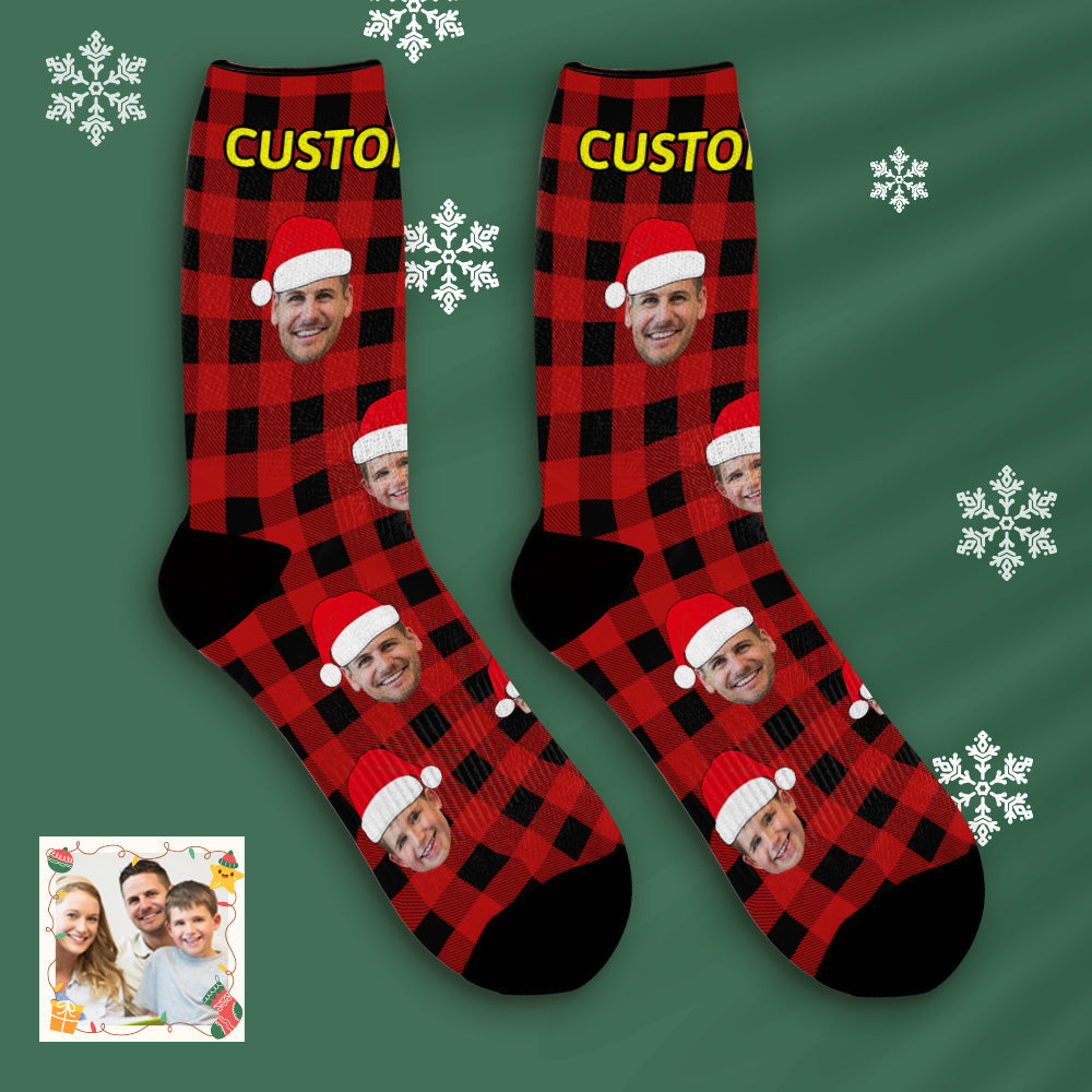 Custom Buffalo Plaid Socks Personalized Face Christmas Gifts