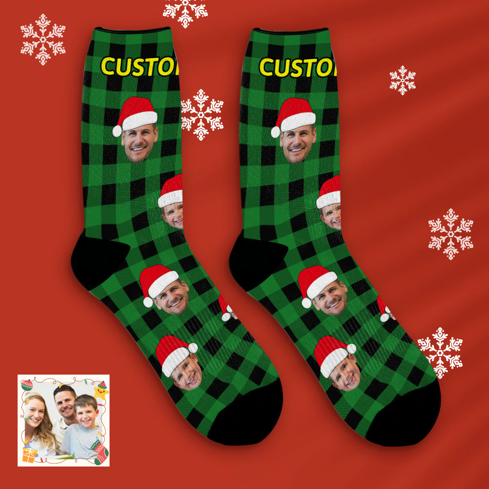 Custom Buffalo Plaid Socks Personalized Face Christmas Gifts