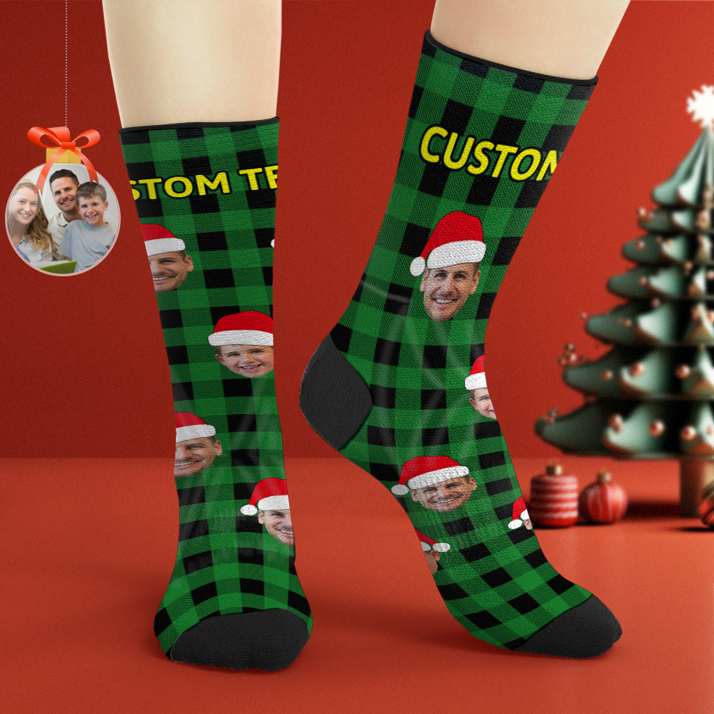 Custom Buffalo Plaid Socks Personalized Face Christmas Gifts