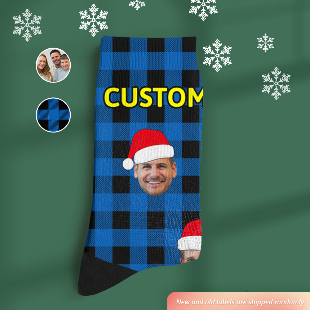 Custom Buffalo Plaid Socks Personalized Face Christmas Gifts