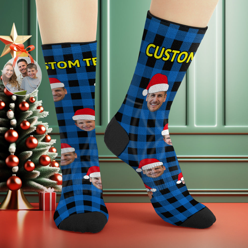 Custom Buffalo Plaid Socks Personalized Face Christmas Gifts