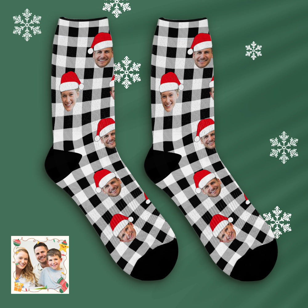 Custom Buffalo Plaid Socks Personalized Face Christmas Gifts