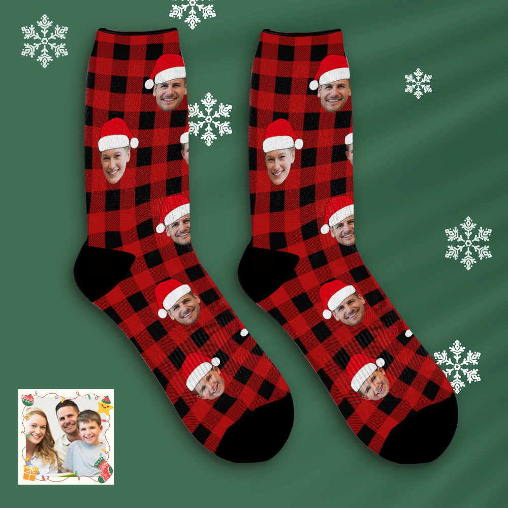 Custom Buffalo Plaid Socks Personalized Face Christmas Gifts