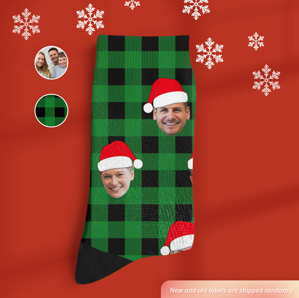 Custom Buffalo Plaid Socks Personalized Face Christmas Gifts