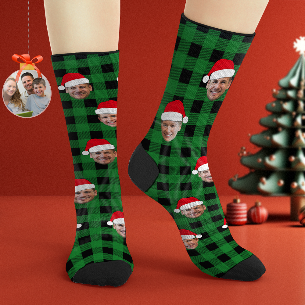 Custom Buffalo Plaid Socks Personalized Face Christmas Gifts