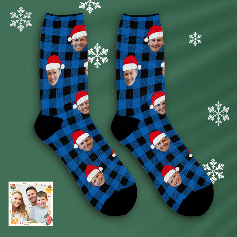 Custom Buffalo Plaid Socks Personalized Face Christmas Gifts