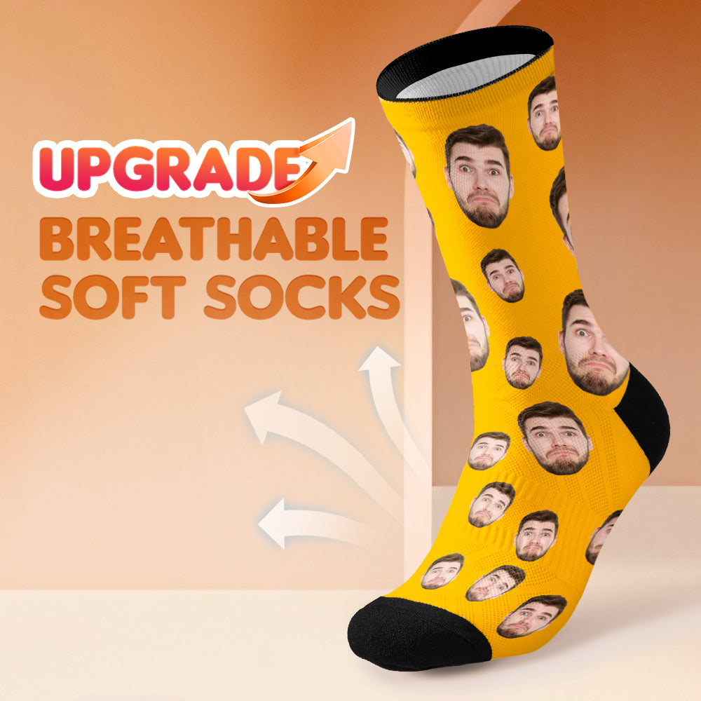 Custom Face Socks Breathable Add Pictures Colorful Photo Socks Gifts