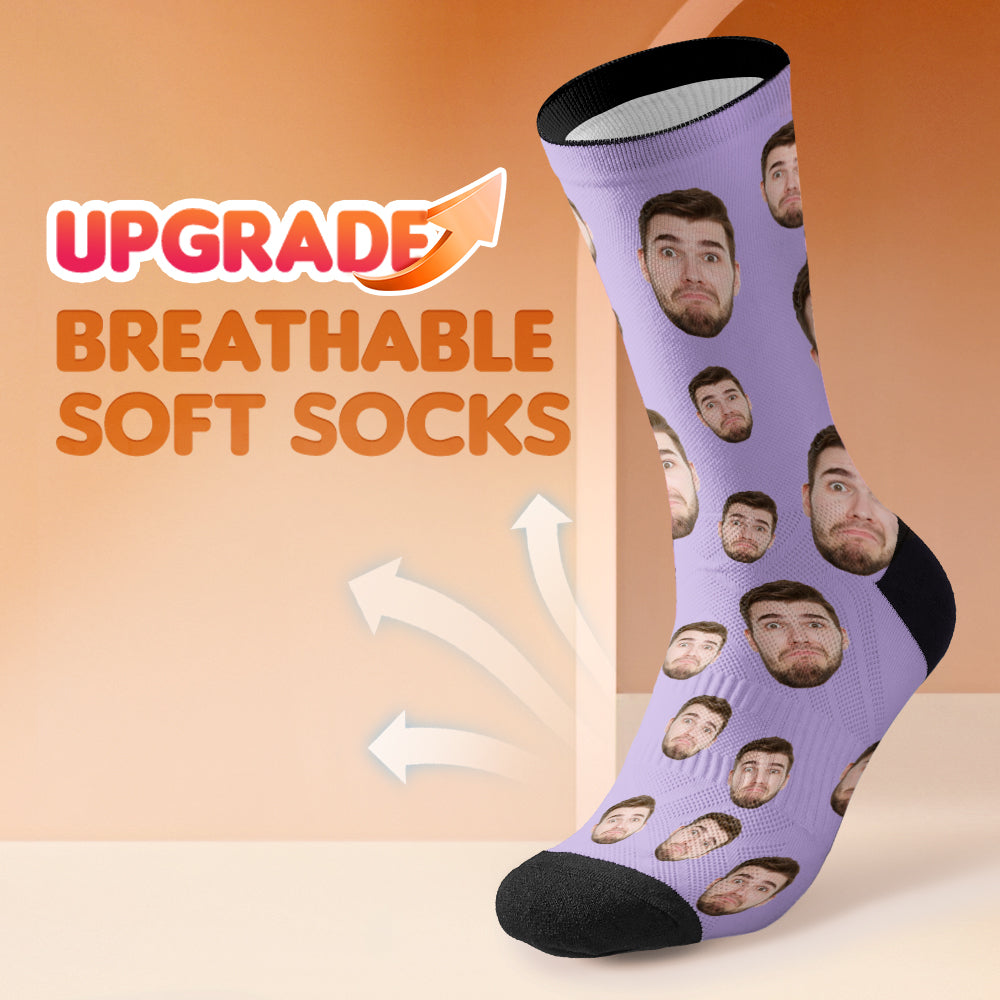 Custom Face Socks Breathable Add Pictures Colorful Photo Socks Gifts