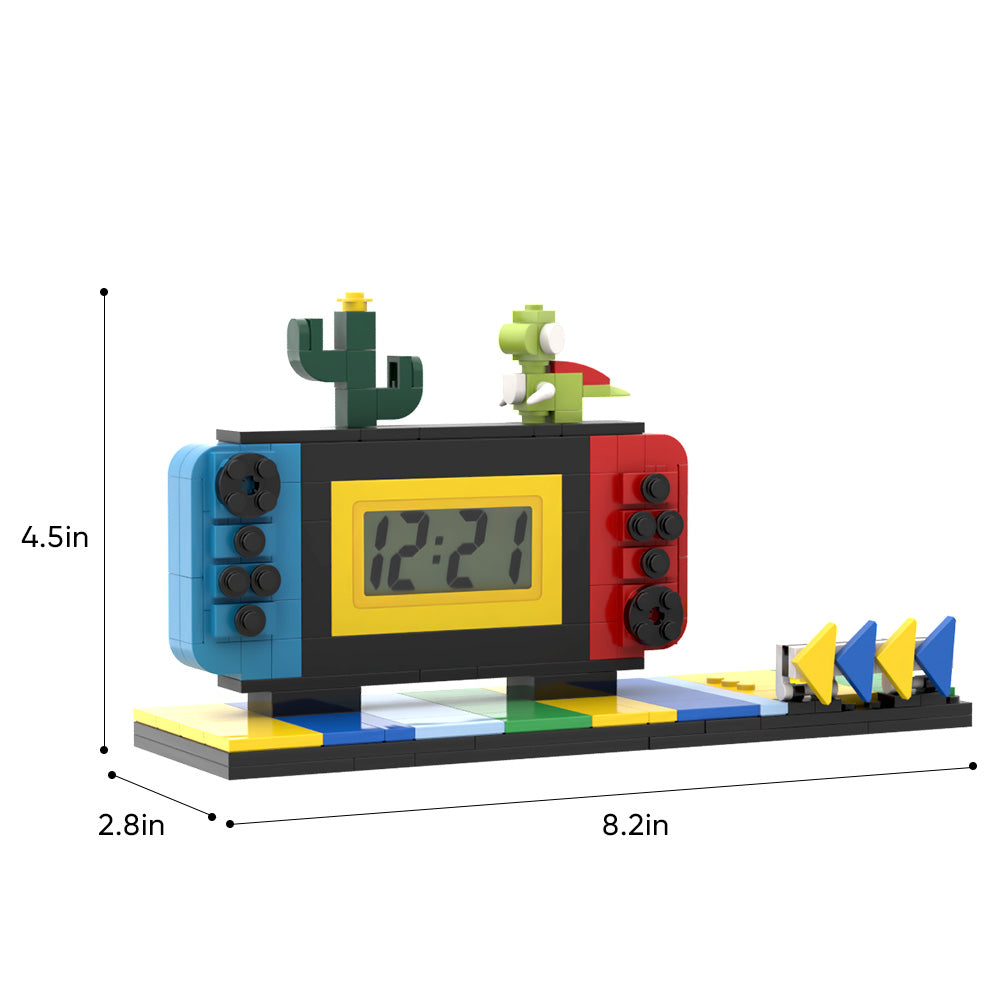 Personalized Clock Gift for Him Custom Brick Figures & Handheld Game Console with Interlocking Plastic Toy